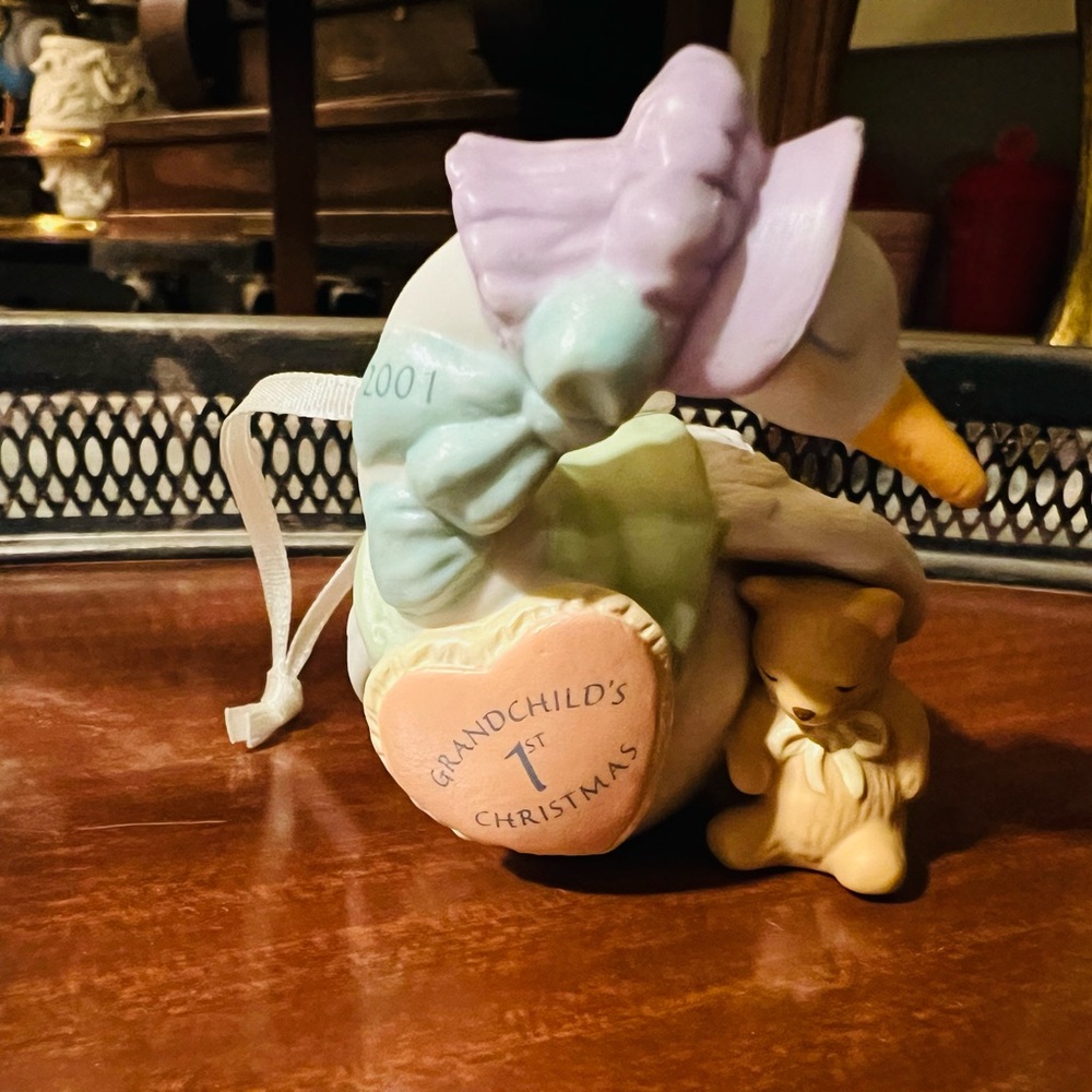 Pastel Mint Green Ceramic duck 🦆 Figurine ornament grandchild’s 1st Christmas.